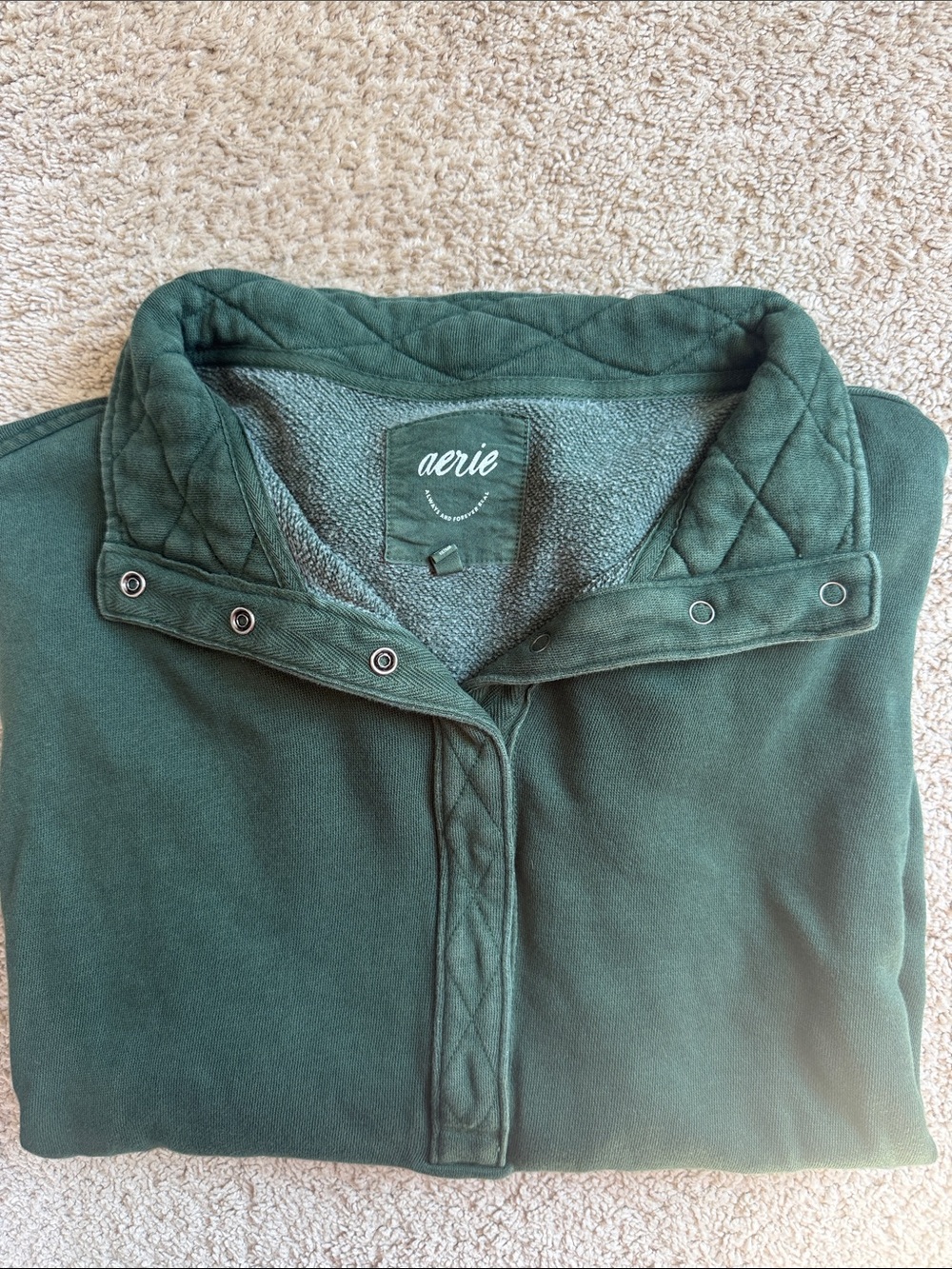 Aerie Forest Green Oh Snap Pullover
